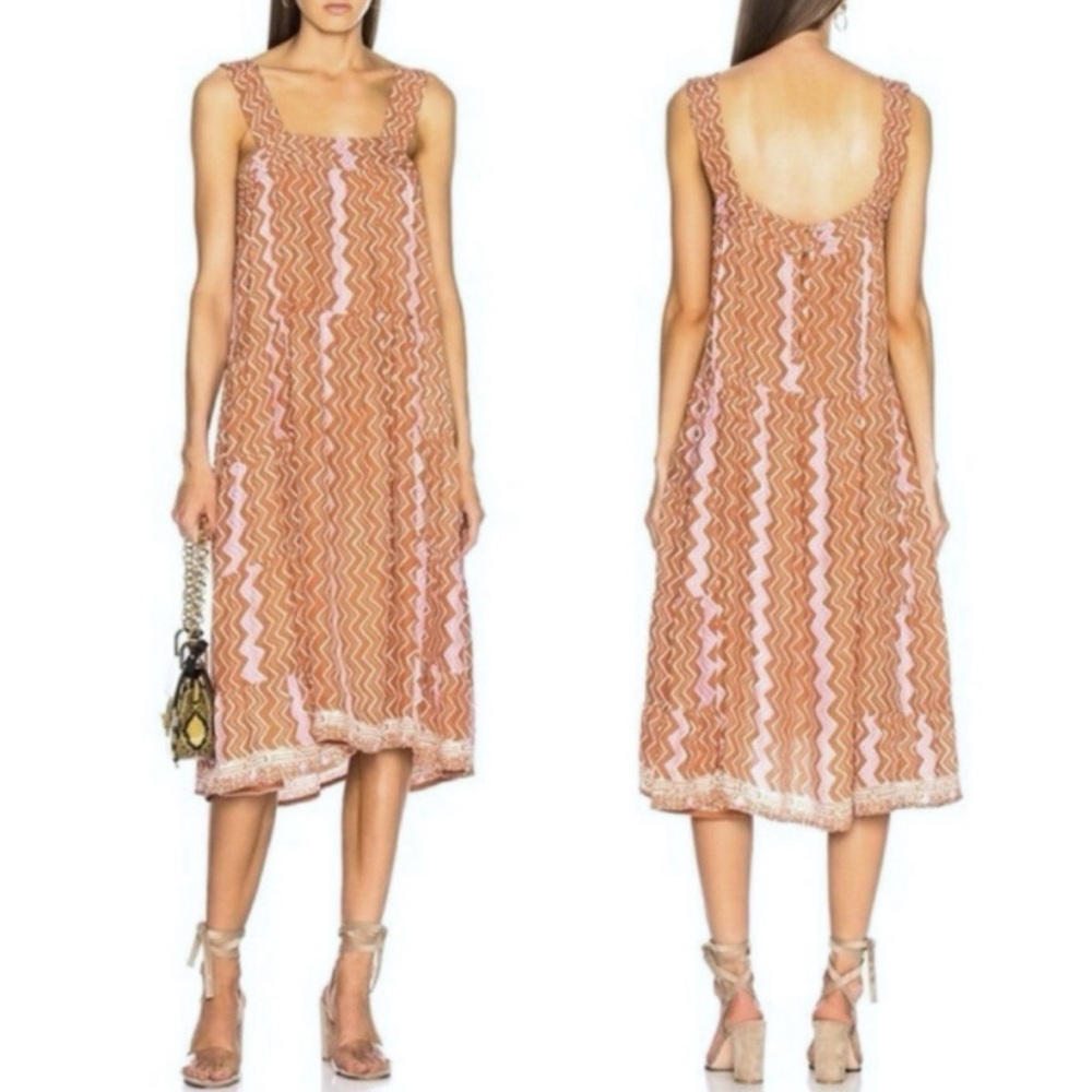 Natalie Martin Jasmine 100% Silk Printed Midi Dress Size Small‎